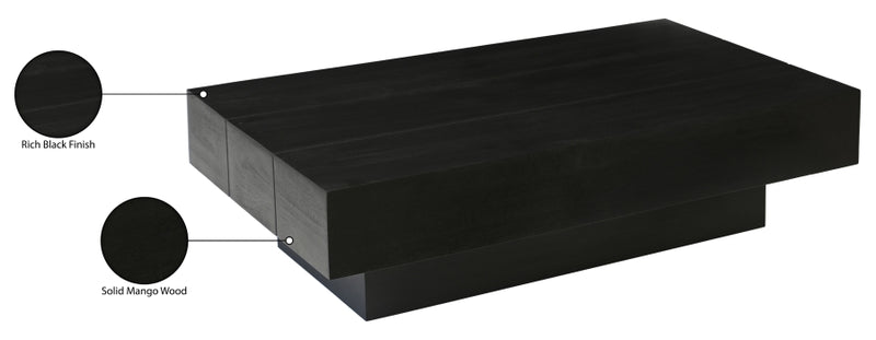 Plank Mango Wood Coffee Table in Black - 63011Black-CT