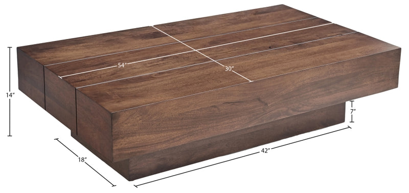 Plank Mango Wood Coffee Table in Brown - 63011Brown-CT