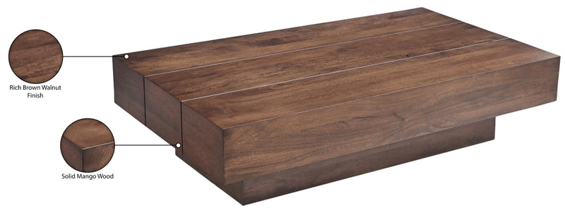 Plank Mango Wood Coffee Table in Brown - 63011Brown-CT