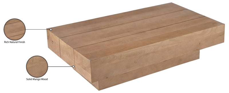 Plank Mango Wood Coffee Table in Natural - 63011Natural-CT