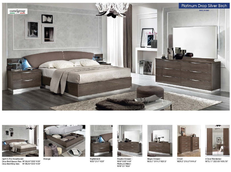 Platinum Drop Bed Silver Birch Queen - Gate FurnitureQueen Bed