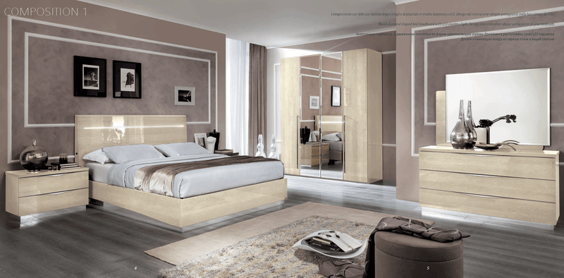 Platinum Legno Bedroom Ivory Betullia Sabbia Set - Gate Furniture