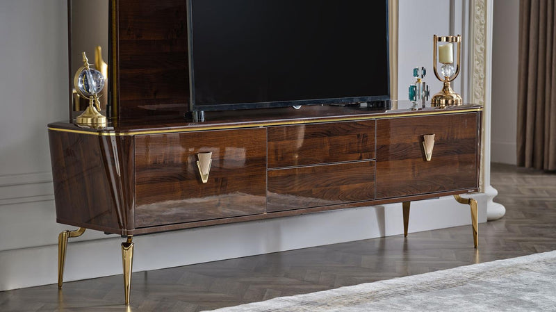 Plaza Tv Stand (Plaza Walnut (Plaza Teks) - Gate FurnitureTV Stand