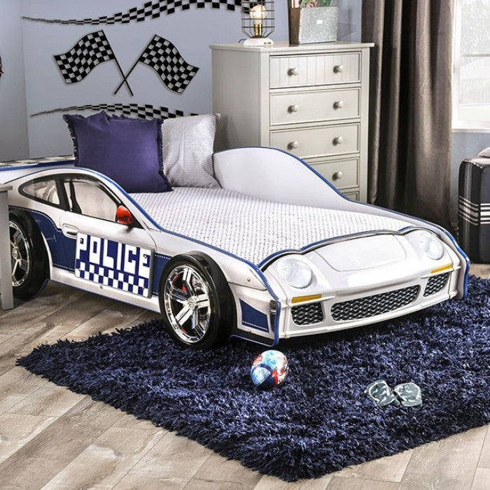 Poe White/Blue Twin Bed - CM7640-BED