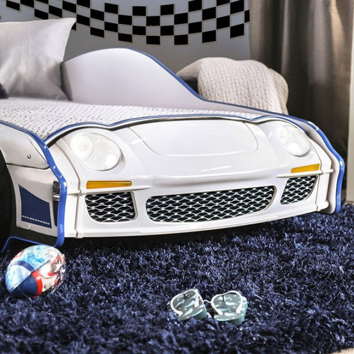 Poe White/Blue Twin Bed - CM7640-BED