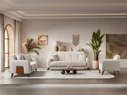 Polo 3-pieces (Sofa & Loveseat & Chair) Livingroom Set in Cream - 200-ST-POL-FLORIA 04-321