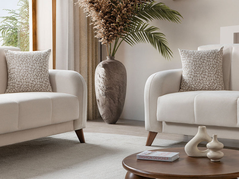 Polo 3-pieces (Sofa & Loveseat & Chair) Livingroom Set in Cream - 200-ST-POL-FLORIA 04-321