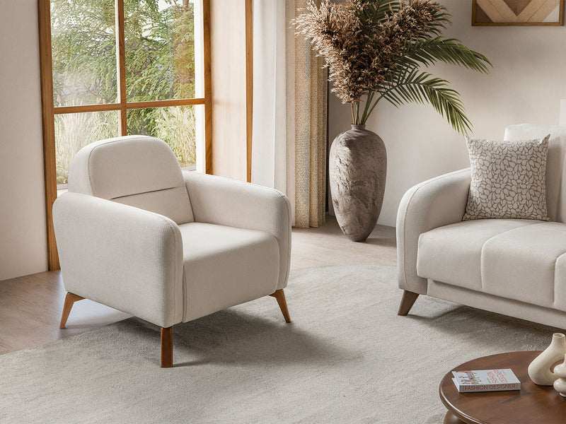 Polo 3-pieces (Sofa & Loveseat & Chair) Livingroom Set in Cream - 200-ST-POL-FLORIA 04-321