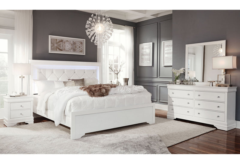Pompei Metallic White Nightstand - Gate FurnitureNightstand