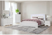 Pompei Metallic White Queen Bed Group With Led - POMPEI-WH-QBG-N