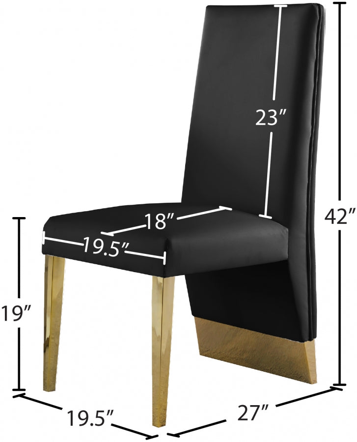 Porsha Vegan Leather Upholstered Dining Chair in Black, Set of 2 - 749Black-C