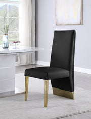 Porsha Vegan Leather Upholstered Dining Chair in Black, Set of 2 - 749Black-C