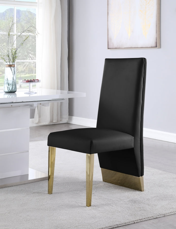 Porsha Vegan Leather Upholstered Dining Chair in Black, Set of 2 - 749Black-C