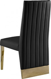 Porsha Vegan Leather Upholstered Dining Chair in Black, Set of 2 - 749Black-C