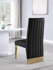 Porsha Vegan Leather Upholstered Dining Chair in Black, Set of 2 - 749Black-C