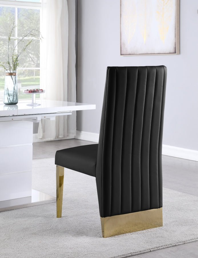 Porsha Vegan Leather Upholstered Dining Chair in Black, Set of 2 - 749Black-C