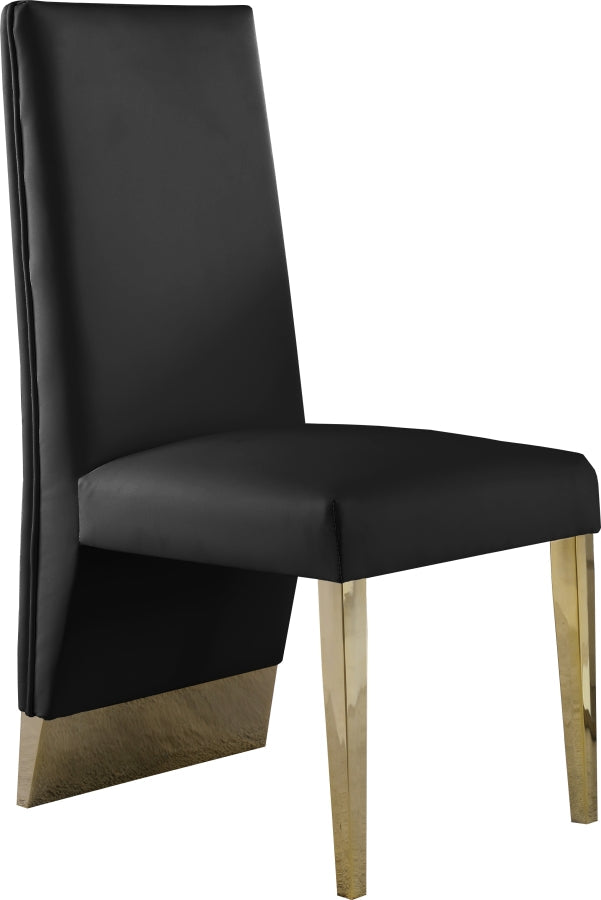 Porsha Vegan Leather Upholstered Dining Chair in Black, Set of 2 - 749Black-C
