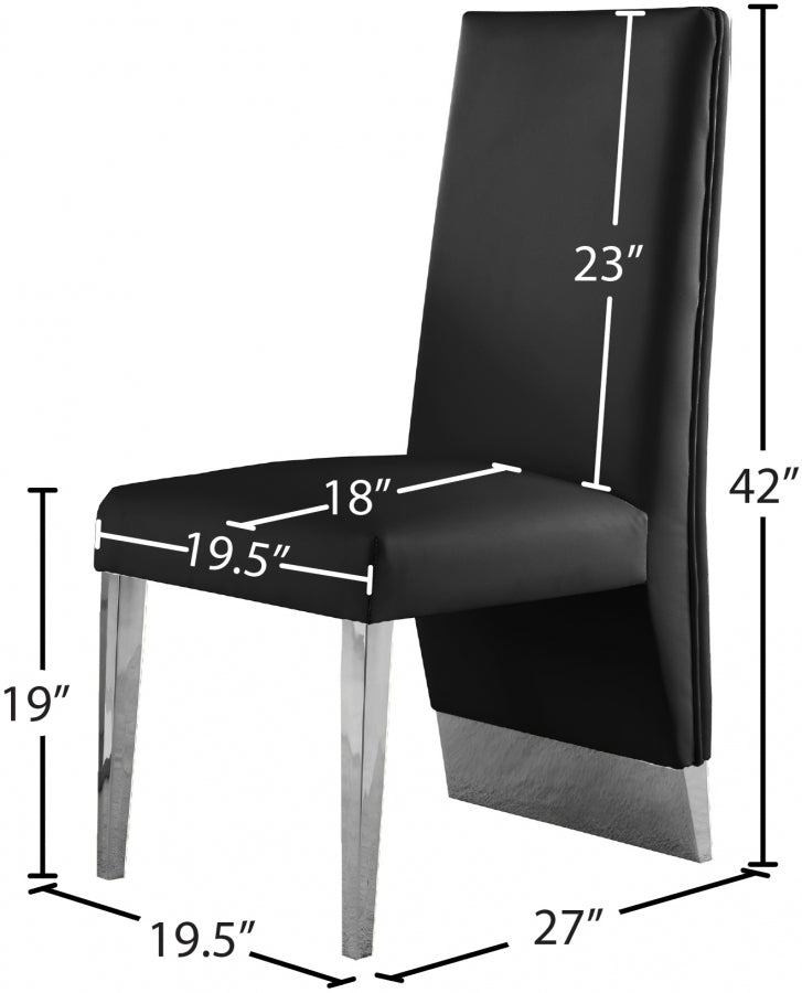 Porsha Vegan Leather Upholstered Dining Chair in Black, Set of 2 - 750Black-C