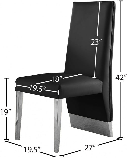 Porsha Vegan Leather Upholstered Dining Chair in Black, Set of 2 - 750Black-C