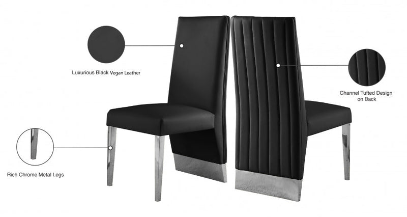 Porsha Vegan Leather Upholstered Dining Chair in Black, Set of 2 - 750Black-C