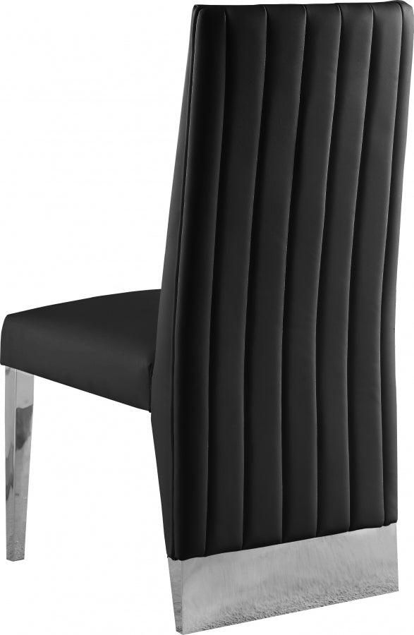 Porsha Vegan Leather Upholstered Dining Chair in Black, Set of 2 - 750Black-C