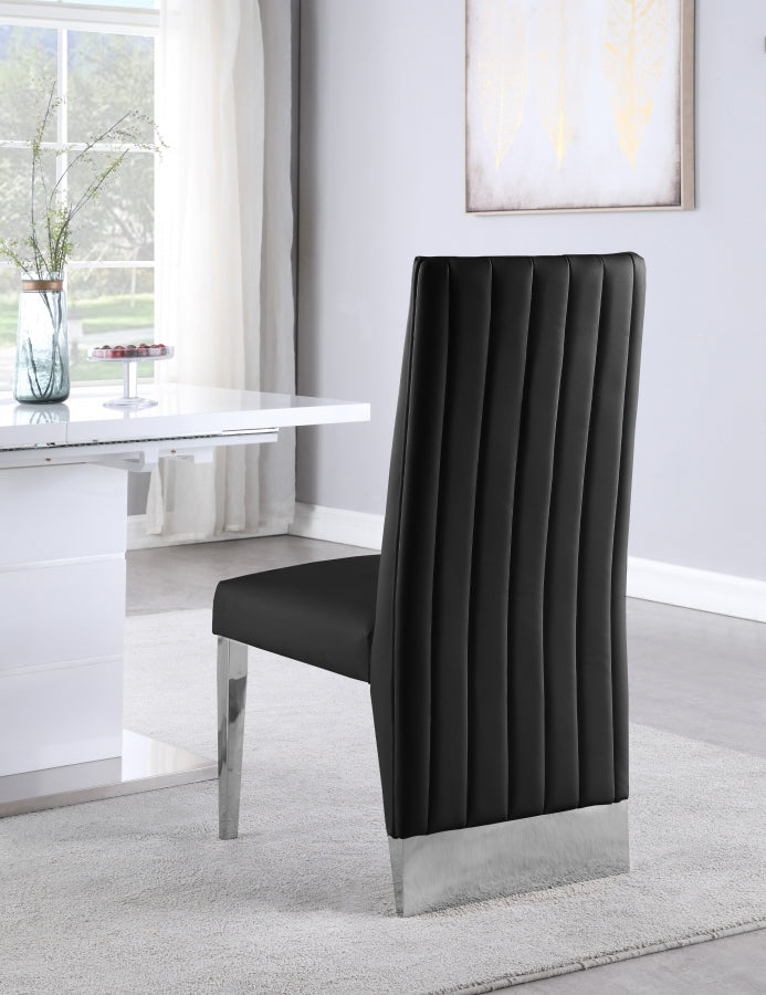 Porsha Vegan Leather Upholstered Dining Chair in Black, Set of 2 - 750Black-C