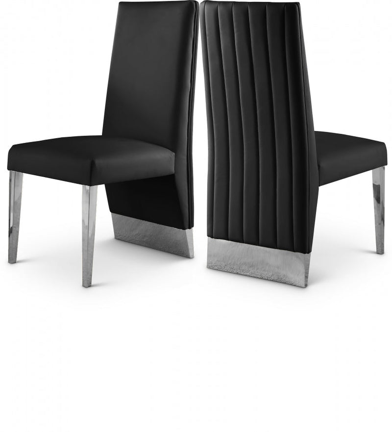 Porsha Vegan Leather Upholstered Dining Chair in Black, Set of 2 - 750Black-C