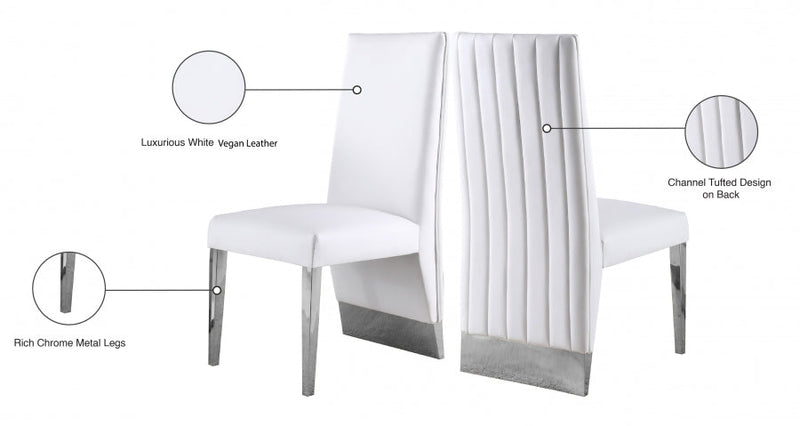Porsha Vegan Leather Upholstered Dining Chair in White, Set of 2 - 750White-C