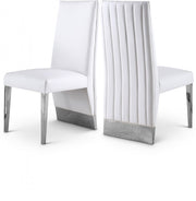 Porsha Vegan Leather Upholstered Dining Chair in White, Set of 2 - 750White-C
