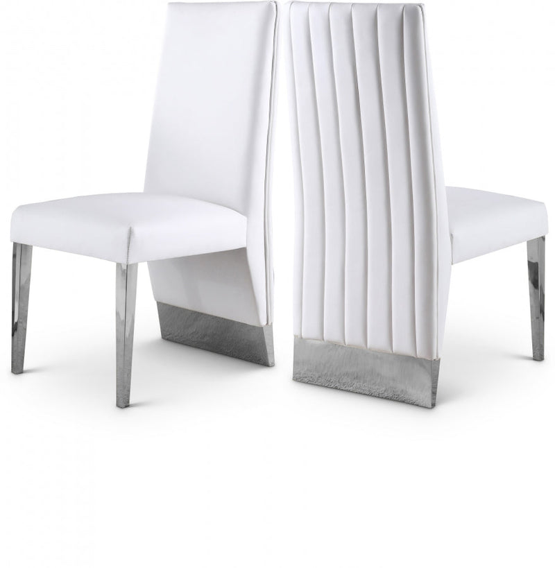 Porsha Vegan Leather Upholstered Dining Chair in White, Set of 2 - 750White-C