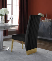 Porsha Velvet Upholstered Dining Chair in Black, Set of 2 - 755Black-C