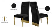 Porsha Velvet Upholstered Dining Chair in Black, Set of 2 - 755Black-C