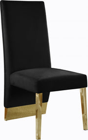 Porsha Velvet Upholstered Dining Chair in Black, Set of 2 - 755Black-C