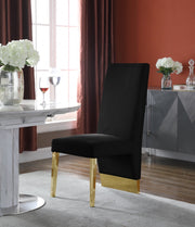 Porsha Velvet Upholstered Dining Chair in Black, Set of 2 - 755Black-C