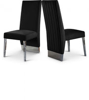 Porsha Velvet Upholstered Dining Chair in Black, Set of 2 - 756Black-C
