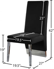 Porsha Velvet Upholstered Dining Chair in Black, Set of 2 - 756Black-C