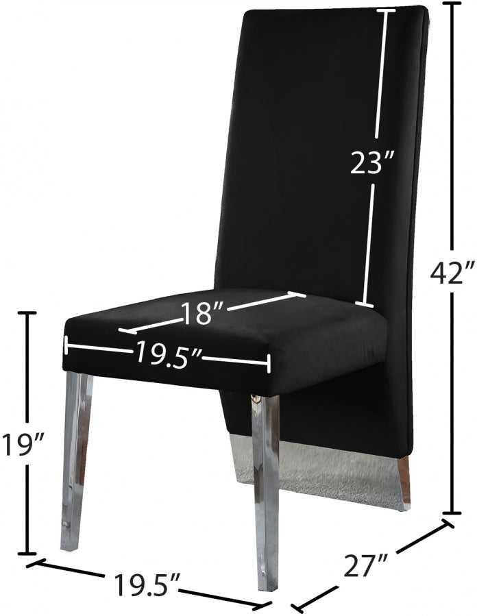 Porsha Velvet Upholstered Dining Chair in Black, Set of 2 - 756Black-C