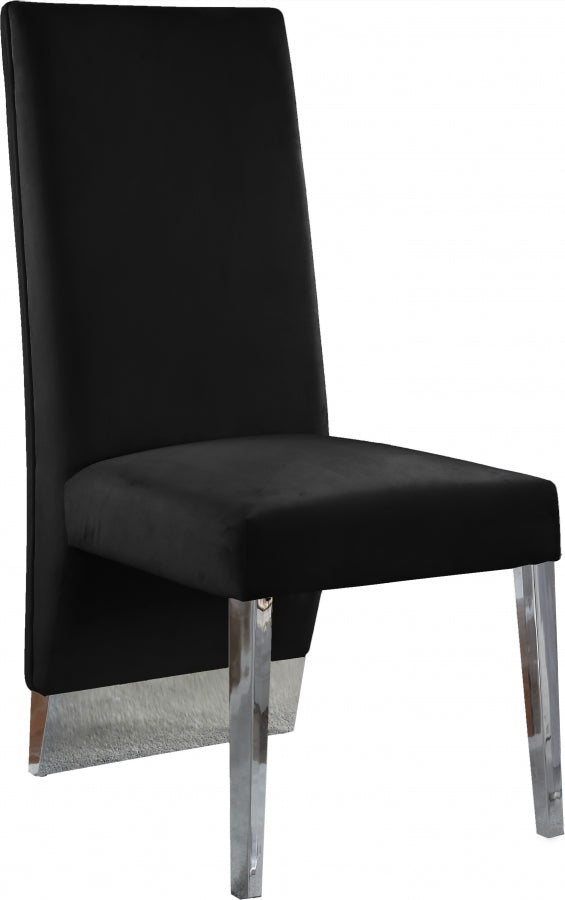 Porsha Velvet Upholstered Dining Chair in Black, Set of 2 - 756Black-C