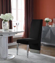 Porsha Velvet Upholstered Dining Chair in Black, Set of 2 - 756Black-C