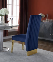 Porsha Velvet Upholstered Dining Chair in Blue, Set of 2 - 755Navy-C