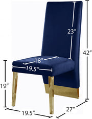 Porsha Velvet Upholstered Dining Chair in Blue, Set of 2 - 755Navy-C