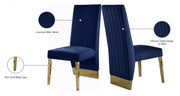 Porsha Velvet Upholstered Dining Chair in Blue, Set of 2 - 755Navy-C