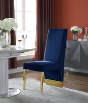 Porsha Velvet Upholstered Dining Chair in Blue, Set of 2 - 755Navy-C