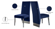 Porsha Velvet Upholstered Dining Chair in Blue, Set of 2 - 756Navy-C