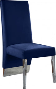 Porsha Velvet Upholstered Dining Chair in Blue, Set of 2 - 756Navy-C