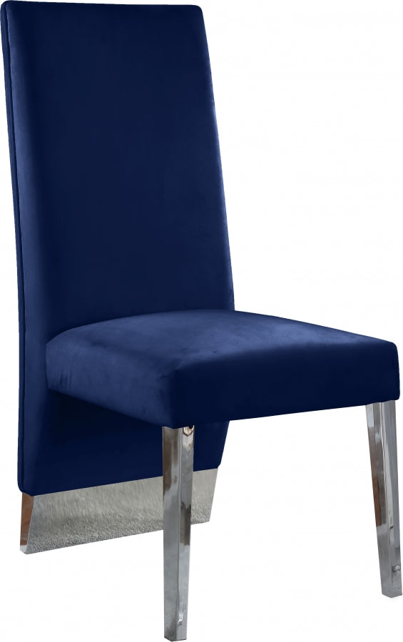 Porsha Velvet Upholstered Dining Chair in Blue, Set of 2 - 756Navy-C