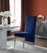 Porsha Velvet Upholstered Dining Chair in Blue, Set of 2 - 756Navy-C