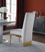 Porsha Velvet Upholstered Dining Chair in Cream, Set of 2 - 755Cream-C