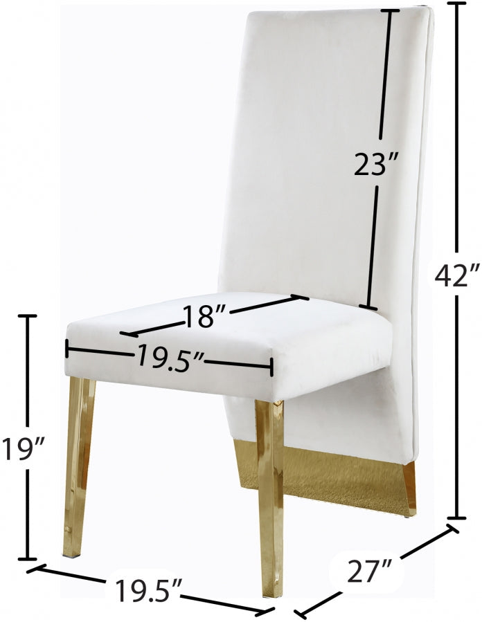 Porsha Velvet Upholstered Dining Chair in Cream, Set of 2 - 755Cream-C