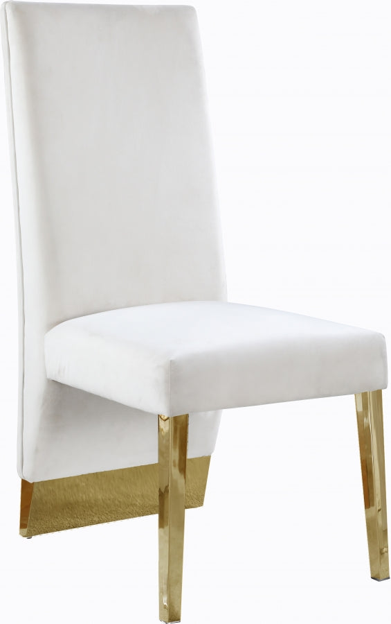 Porsha Velvet Upholstered Dining Chair in Cream, Set of 2 - 755Cream-C